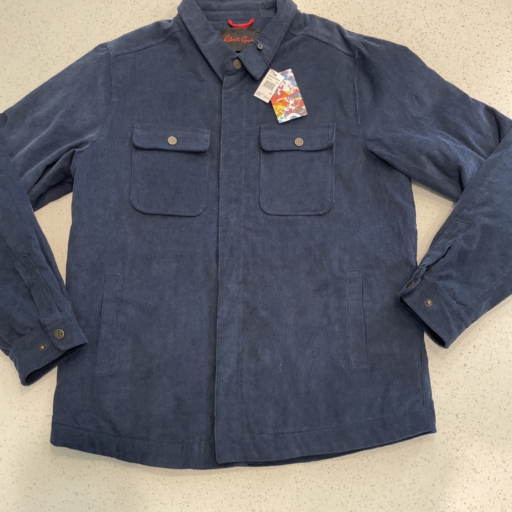 NWT Robert Graham $298 Navy Quilted Corduroy Coat Jacket Men‎ Medium